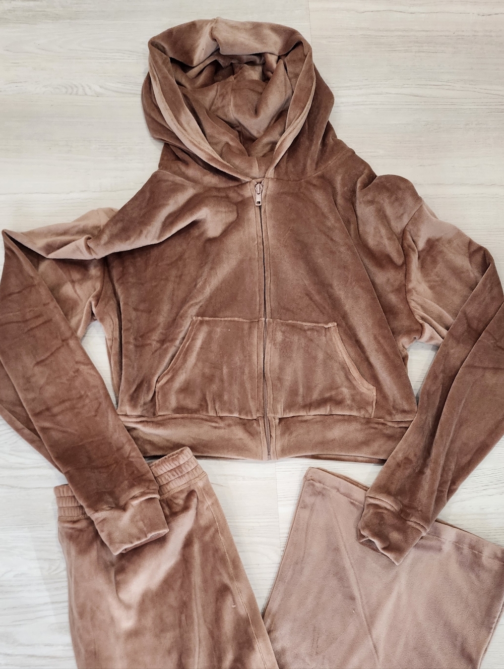 SKIMS Velour Zip Up Hoodie Sienna Chocolate Brown Y2K Cybercore Large - Picture 7 of 7